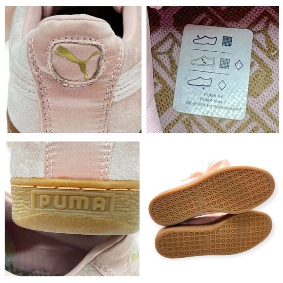 Puma Womens Sneakers Basket Heart in Pink Velvet Suede Gold Accents RRP$119 - Picture 8 of 14